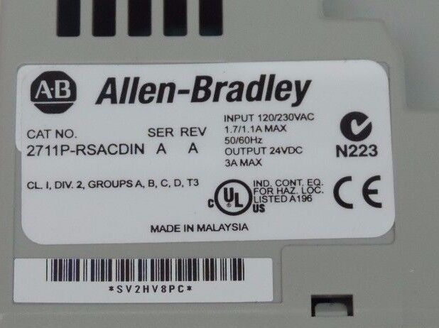 ALLEN BRADLEY 2711P-RSACDIN POWER SUPPLY SER A REV A 24VDC 2711PRSACDIN