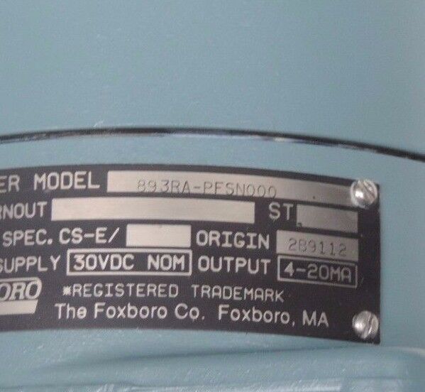 NIB FOXBORO 893RA-PFSN000 TEMP. TRANSMITTER RANGE 0-400 DEG F ORIGIN 2B9112