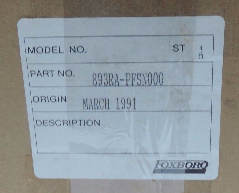 NIB FOXBORO 893RA-PFSN000 TEMP. TRANSMITTER RANGE 0-400 DEG F ORIGIN 2B9112
