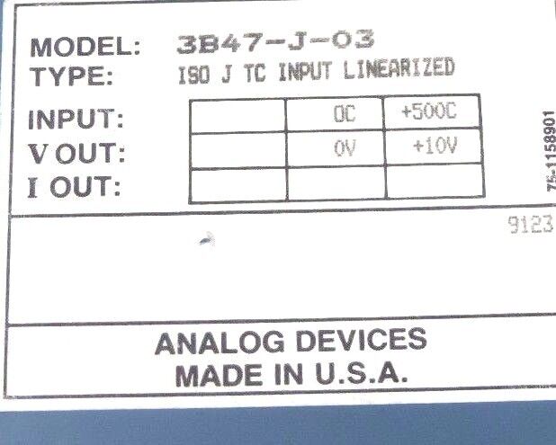 ANALOG DEVICES 3B47-J-03 ISOLATED LINEARIZED TC INPUT MODULE 3B47J03