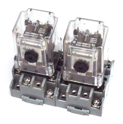 LOT OF 2 IDEC SR3P-05 RELAY SOCKETS W/ POTTER & BRUMFIELD KRP-14AG-120 RELAYS