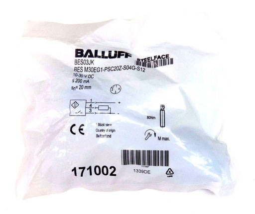 NIB BALLUFF BES M30EG1-PSC20Z-S04G-S12 INDUCTIVE SENSOR 10/30VDC, 20MM, BES03JK