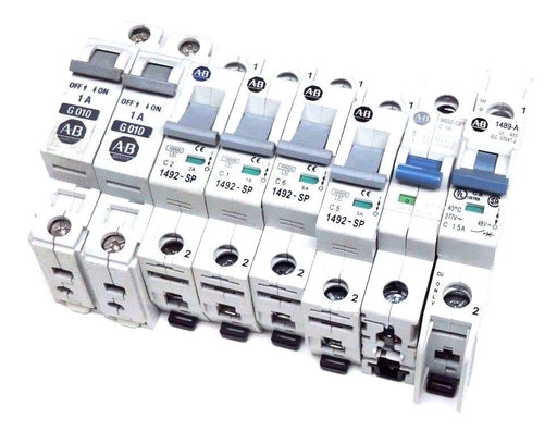 LOT OF 8 ALLEN BRADLEY CIRCUIT BREAKERS 1A, 1.5A, 2A, 5A, 6A