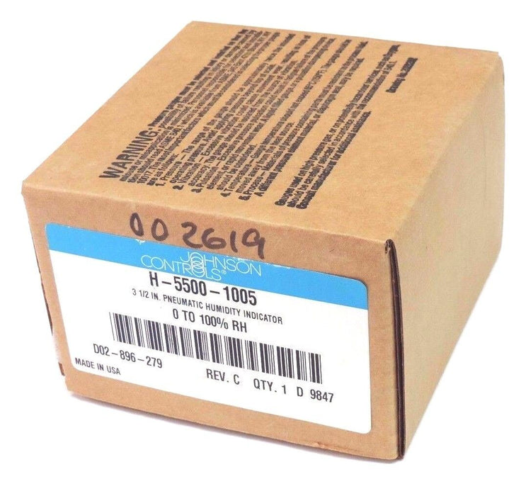NIB JOHNSON CONTROLS H-5500-1005 PNEUMATIC HUMIDITY INDICATOR 3-1/2'', 0 TO 100%