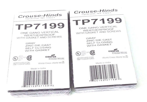 LOT OF 2 NEW CROUSE-HINDS TP7199 DUPLEX RECEPTACLES SELF CLOSING, GREY