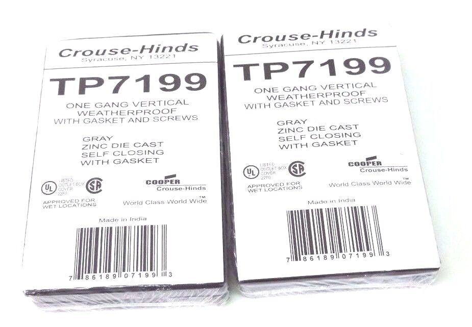LOT OF 2 NEW CROUSE-HINDS TP7199 DUPLEX RECEPTACLES SELF CLOSING, GREY