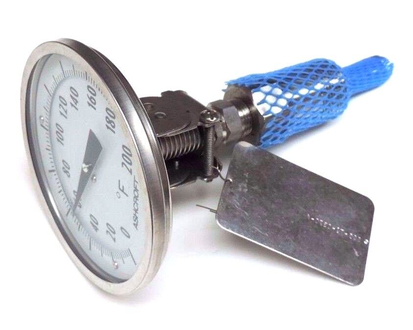 NIB ASHCROFT 559-TI-0370-A 5" BIMETAL THERMOMETER, 50-EI-60-E-040, 0-200 DEG F