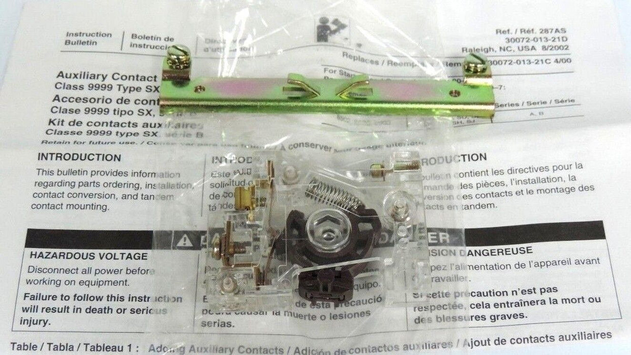 NEW SQUARED D 9999SX7 AUXILIARY CONTACT KIT 9999-SX-7 SER. B