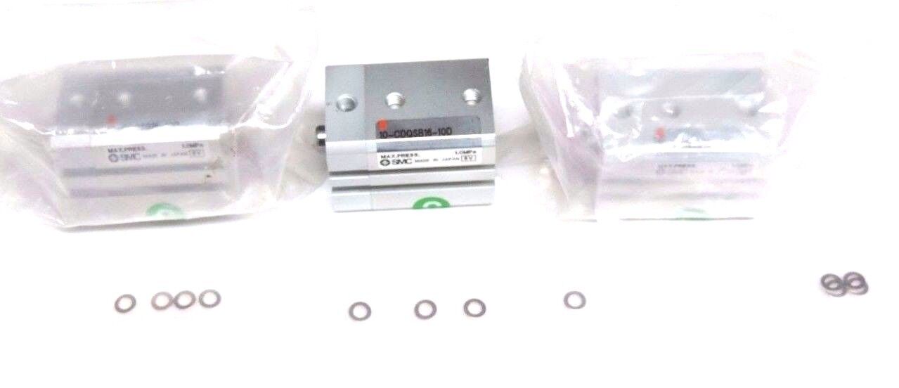 LOT OF 3 NIB SMC 10-CDQSB16-10D PNEUMATIC ROTARY CLAMP CYLINDERS 10CDQSB1610D