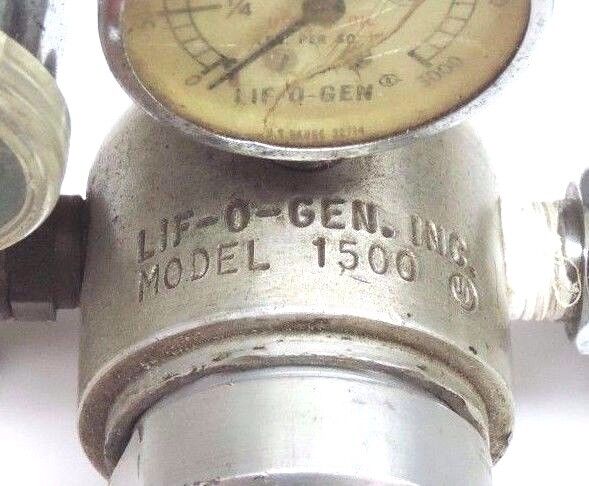 LIF-O-GEN MODEL 1500 GAS PRESSURE REGULATOR, 1-8 LITERS PER MIN OXYGEN GAUGE