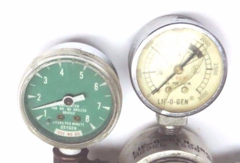 LIF-O-GEN MODEL 1500 GAS PRESSURE REGULATOR, 1-8 LITERS PER MIN OXYGEN GAUGE