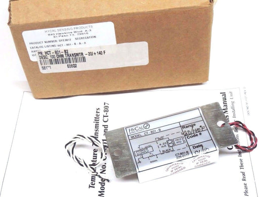 NIB HYCAL SENSING PRODUCTS CT-801-B RANGE -20/140 DEG.F, HCT-801-B2 TRANSMITTER