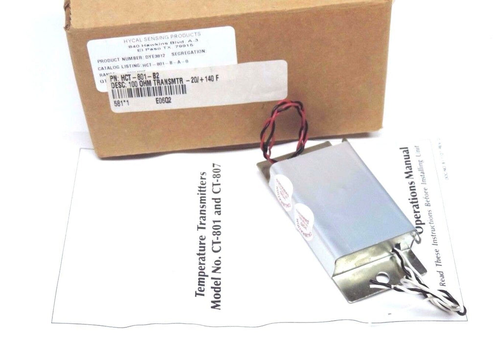 NIB HYCAL SENSING PRODUCTS CT-801-B RANGE -20/140 DEG.F, HCT-801-B2 TRANSMITTER