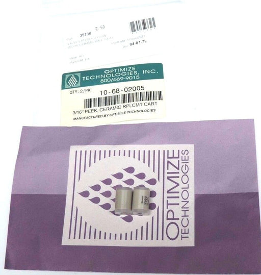 NEW OPTIMIZE TECHNOLOGIES 10-68-02005 3/16'' PEEK CERAMIC REPLACEMENT CARTRIDGES