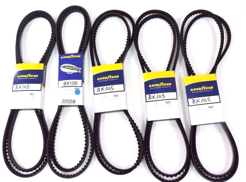 LOT OF 5 NEW GOODYEAR BX105 BELT-V TORQUE FLEX COGGED .66" WD X 108" BELTS
