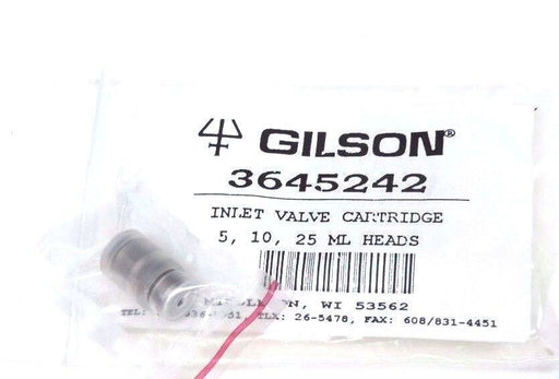 NEW GILSON 3645242 INLET VALVE CARTRIDGE 5, 10, 25 ML HEADS