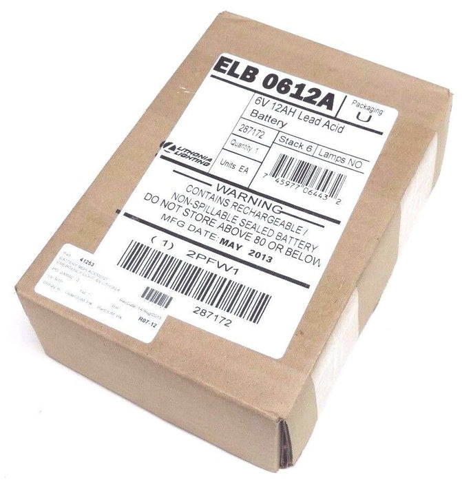 NIB LITHONIA LIGHTING ELB0612A BATTERY 6V 12AH LEAD ACID