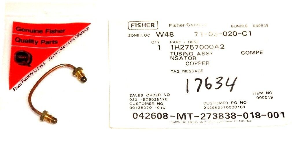 NIB FISHER CONTROLS 1H2757000A2 TUBING ASSEMBLY