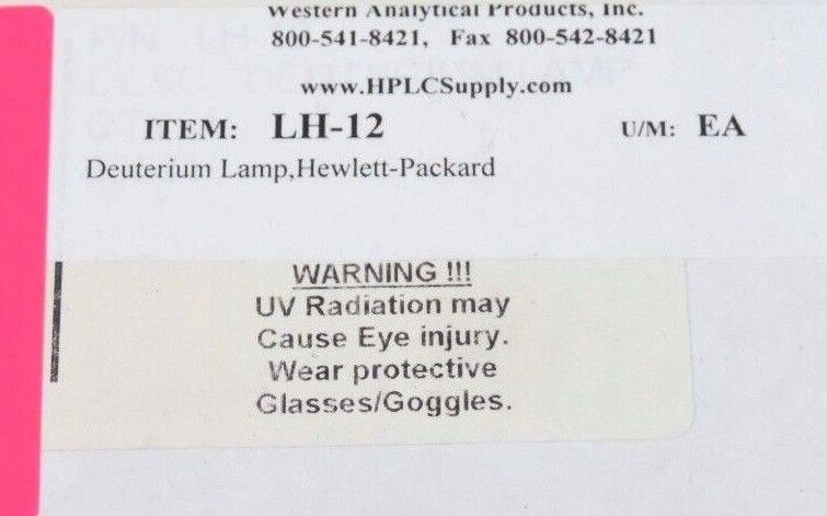 NIB SONNTEK LH-12 DEUTERIUM LAMP LH12