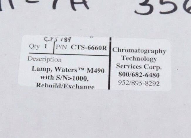NIB CHROMATOGRAPHY TECH CTS-6660R DEUTERIUM LAMP WATERS M490 CTS6660R