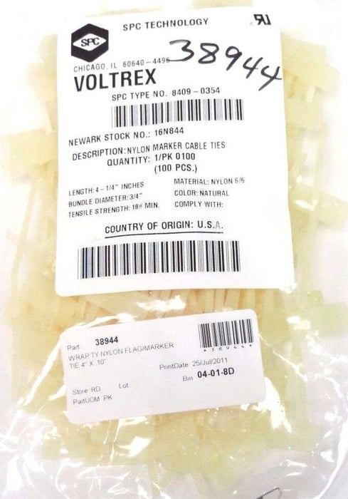 NEW SPC VOLTREX 8409-0354 NYLON MARKER CABLE TIES (100 PCS.) 84090354
