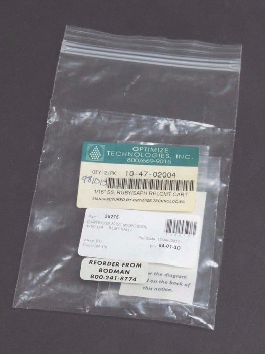 NIB OPTIMIZE TECHNOLOGIES 10-47-02004 1/16" RUBY SAPPHIRE CART. 104702004 (2PK)