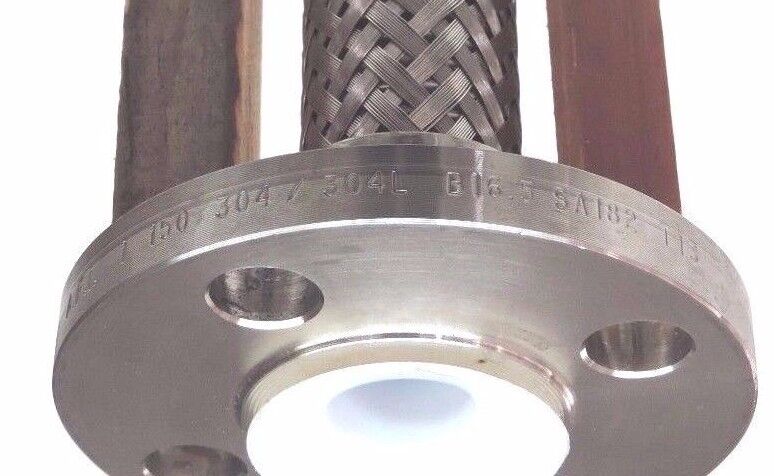 NEW STAINLESS BRAIDED HOSE W/ AFI 1" 150 304/304L B16.5 SA182 T13 FLANGES 12" L