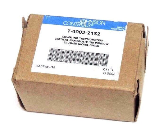 NIB JOHNSON CONTROLS T-4002-2132 COVER VERTICAL NAMEPLATE BRUSHED NICKEL FINISH