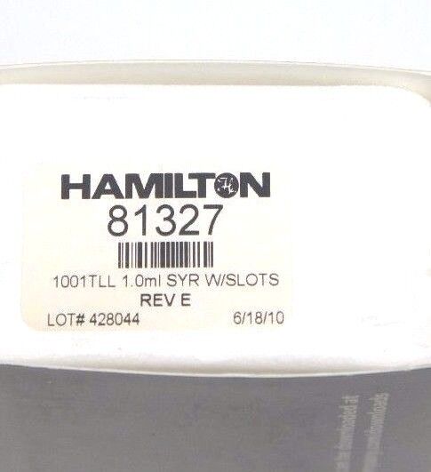 NIB HAMILTON 81327 GASTIGHT SYRINGE 1001TLL, 1.0ML