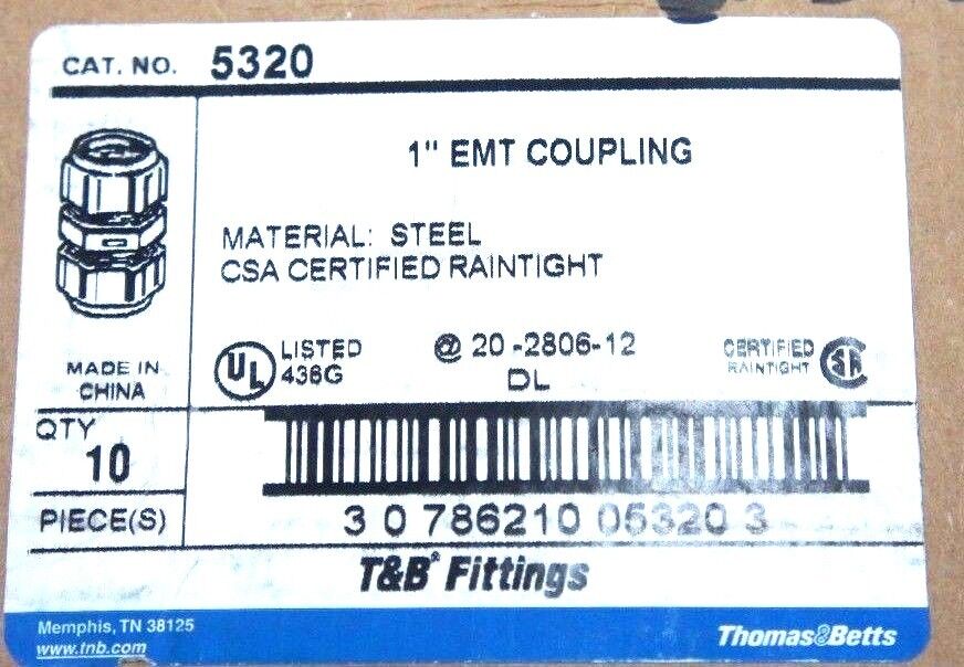 BOX OF 15 NEW THOMAS & BETTS 5320 1" EMT COUPLINGS