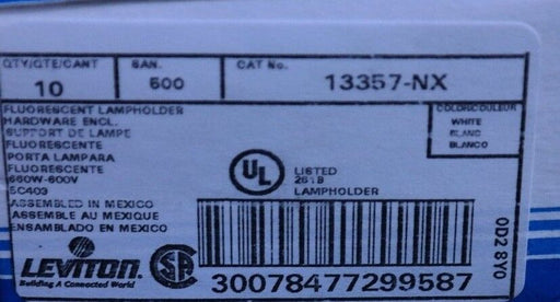 LOT OF 10 NEW LEVITON 13357-N FLUORESCENT LAMPHOLDERS 5C403