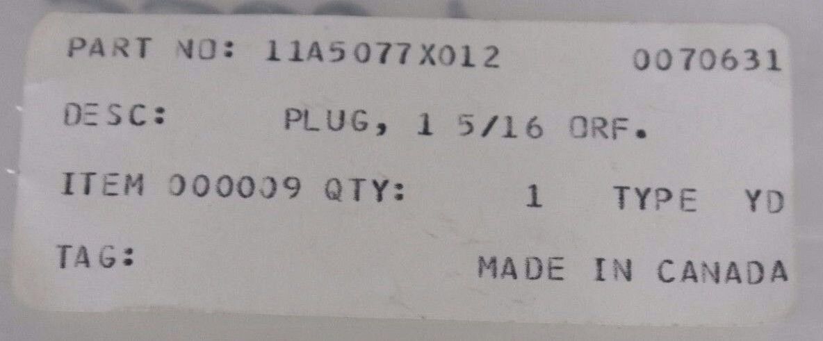 NEW FISHER 11A5077X012 PLUG 1 5/16" ORIFICE