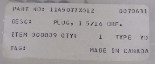 NEW FISHER 11A5077X012 PLUG 1 5/16" ORIFICE