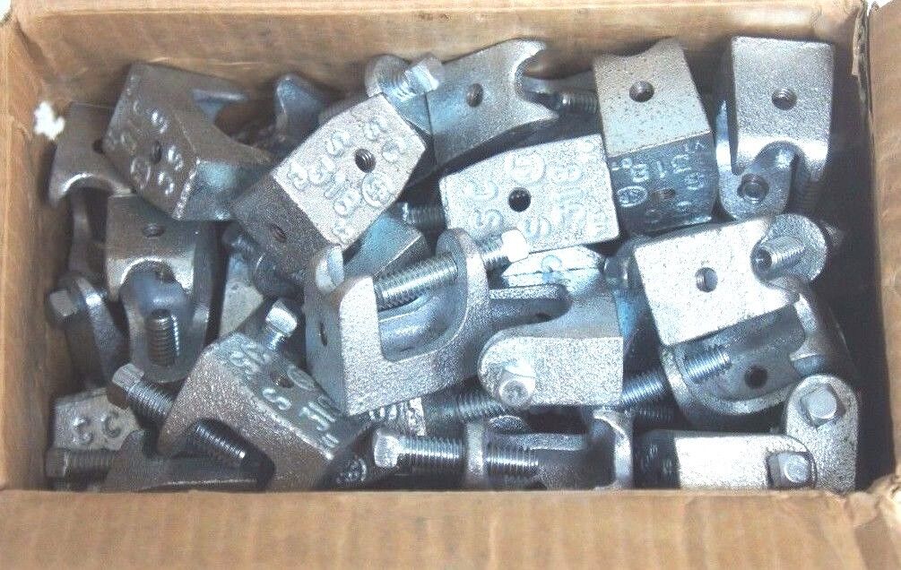 BOX OF 50 NEW STEEL CITY 500-SC GALVANIZED MALLEABLE IRON BEAM CLAMPS 1/4"