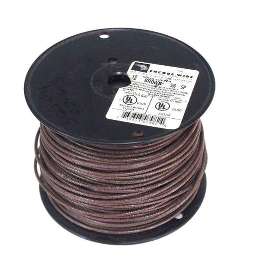 NEW ENCORE WIRE YM678813 12 AWG BROWN SOLID COPPER WIRE 500FT E123774