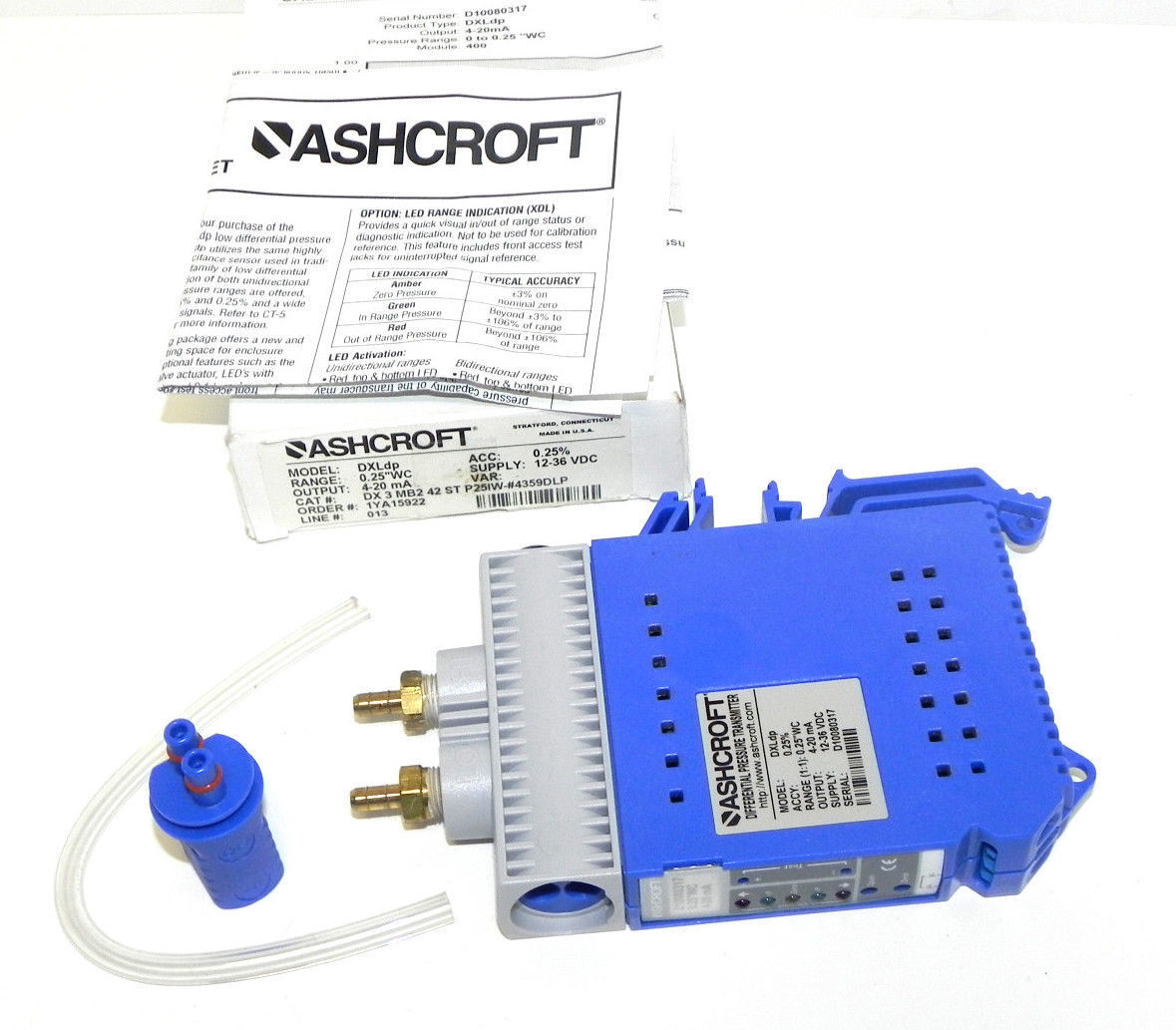 NIB ASHCROFT DXLdp DIFFERENTIAL PRESSURE TRANSMITTER 12-36 VDC, D10080317