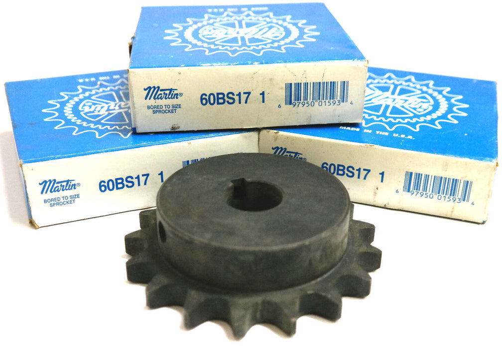 LOT OF 3 NEW MARTIN 60BS17 1 SPROCKET #60 CHAIN 17 TOOTH 1" BORE