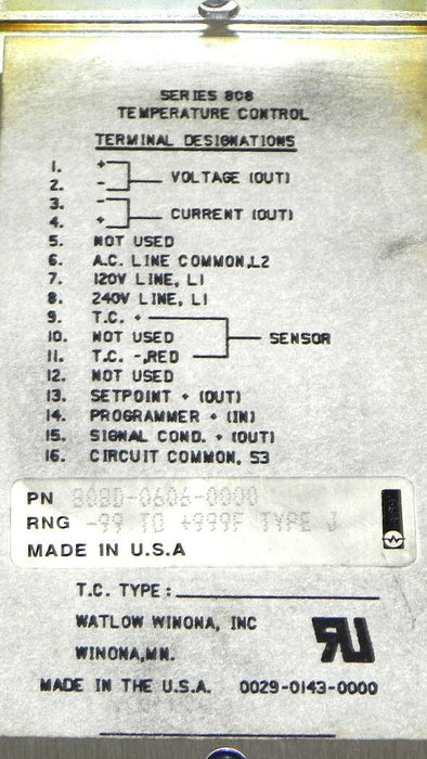 NIB WATLOW 808D-0606-0000 TEMP. CONTROL 808D0606000