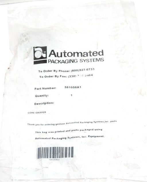 NEW AUTOMATED PACKAGING SYSTEMS 561056A1 CORE GRIPPER