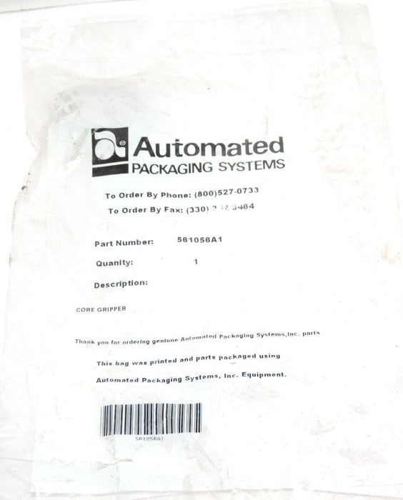 NEW AUTOMATED PACKAGING SYSTEMS 561056A1 CORE GRIPPER