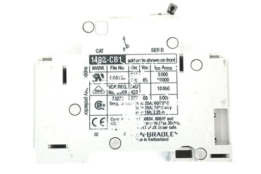 ALLEN BRADLEY 1492-CB1-G-020 ENERGY LIMITING MINIATURE CIRCUIT BREAKER SER. B