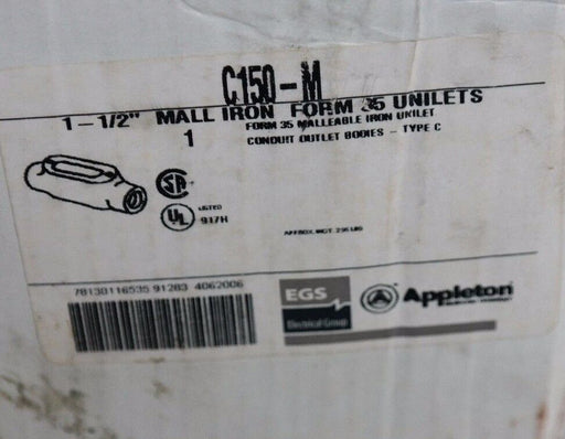 LOT OF 3 NIB APPLETON C150-M TYPE C CONDUIT OUTLET BODIES 1-1/2" C150M