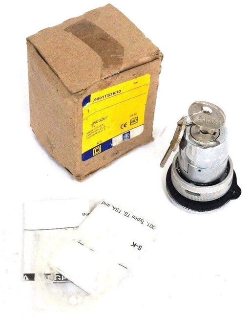 NEW SQUARE D 9001-TS3K10 SELECTOR SWITCH W/KEY 9001TS3K10