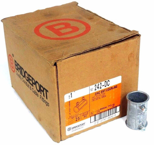 BOX OF 32 BRIDGEPORT 242-DC 1" ZINC EMT COUPLING 242DC