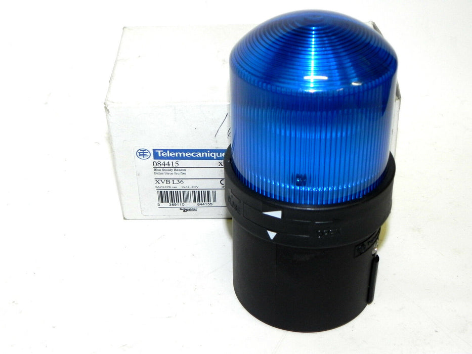 NIB TELEMECANIQUE XVBL36 BLUE STEADY BEACON BA15D10W MAX. UE:12...230V