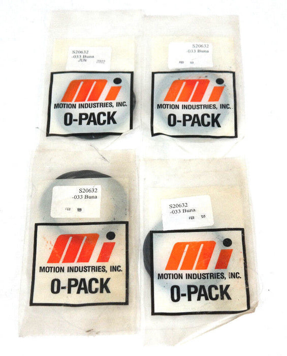 LOT OF 4 NEW MOTION INDUSTRIES S20632 033 BUNA O-PACKS