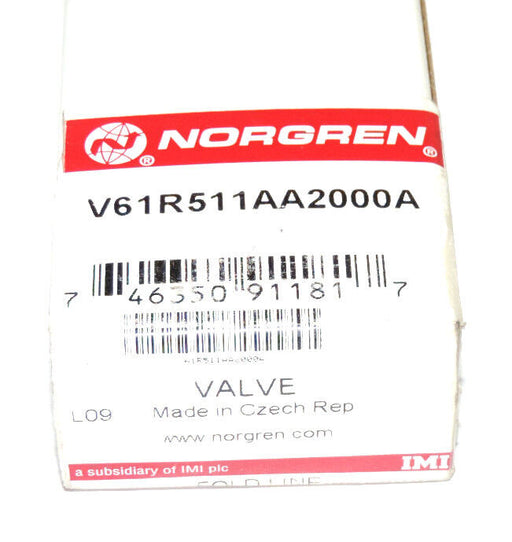 NIB NORGREN V61R511AA2000A SOLENOID VALVE 1/4", 14-122 F MAX TEMP, 145 PSIG MAX