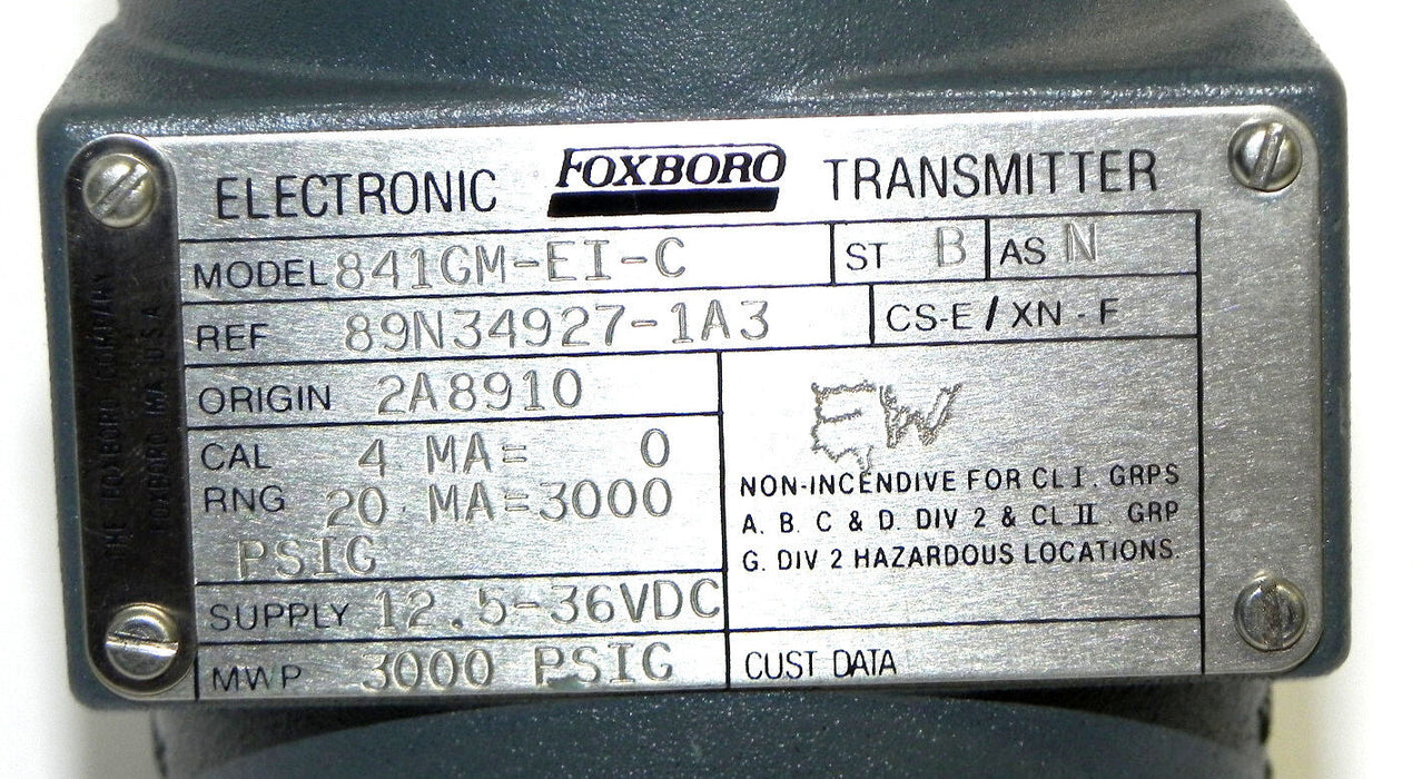 NEW FOXBORO 841GM-EI-C ELECTRONIC TRANSMITTER REF NO. 89N34927-1A3