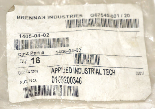 LOT OF 13 NEW BRENNAN INDUSTRIES 1405-04-02 ADAPTERS 04FP-02FPS STRAIGHT