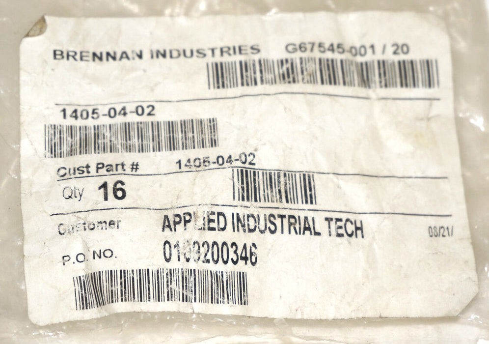 LOT OF 13 NEW BRENNAN INDUSTRIES 1405-04-02 ADAPTERS 04FP-02FPS STRAIGHT